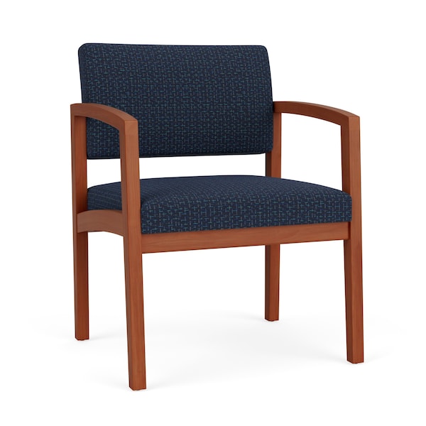 Lesro Lenox Wood Wide Guest Chair Wood Frame, Cherry, RF Blueberry Upholstery LW1201 - main